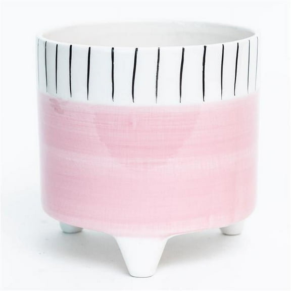 MDR Trading Inc. AI-CE10-120_Q01 Footed Pink With White And Black Stripes Planter