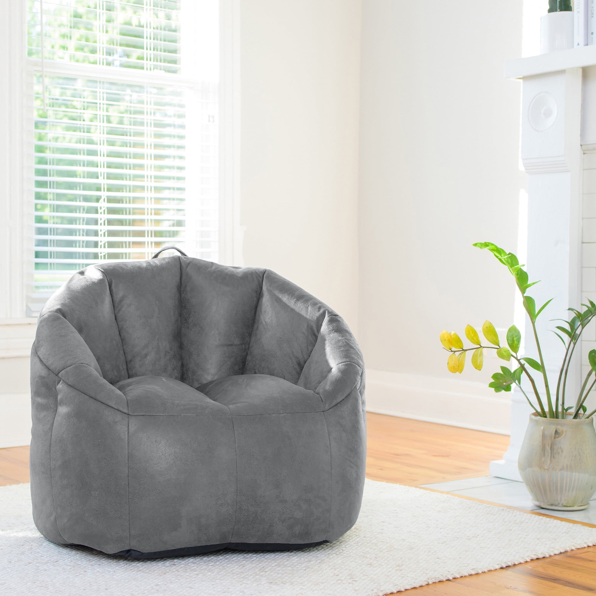 Big Joe Joey Large Bean Bag Chair in Shadow Gray Blazer, All Ages, Blazer with On-The-Go Handle