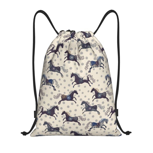 Fotbe Horse Bolsa Mochila con Cordón Estampada, Bolsa de Gimnasio Deportiva, Bolsa Cinch, Bolsa con Cordón para Hombres y Mujeres-Medium