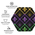 thumbnail image 4 of Disketp Mardi Gra Geometric Funny Coasters,4 Pcs Leather Coasters With Holder, Perfect Housewarming Hostess Gifts,Protect Furniture From Water Marks Scratch And Damage, 4 of 9