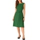 thumbnail image 1 of Vestido de trabajo con cintura ajustable INSPIRE CHIC para mujer, vestido midi sin mangas de cuello barco, color verde oscuro, talla S, 1 of 6