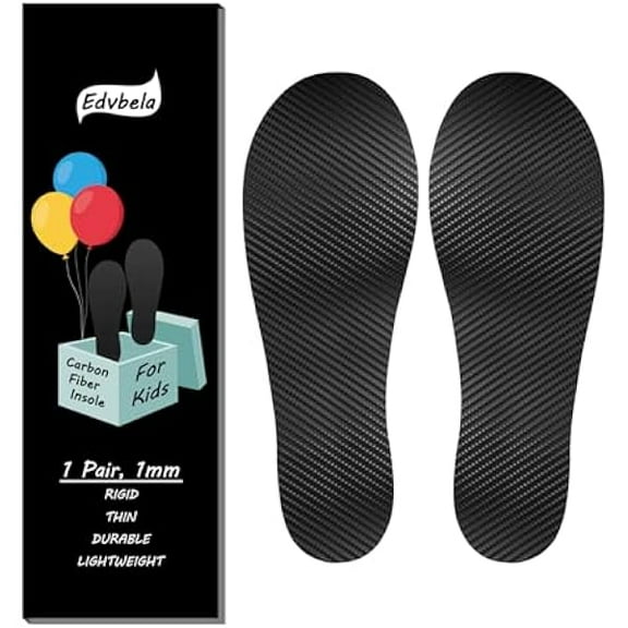 0298Kids Carbon Fiber Insole for Children's Idiopathic Toe Walking, Rigid Foot Plate Shoe Inserts, Corrective Support for Healthy Walking Habits, 1 Pair for 3 Youth - 216mm