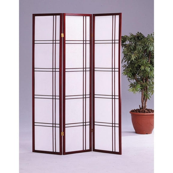 ORE International 70" 3-Panel Wood Screen Room Divider in Cherry