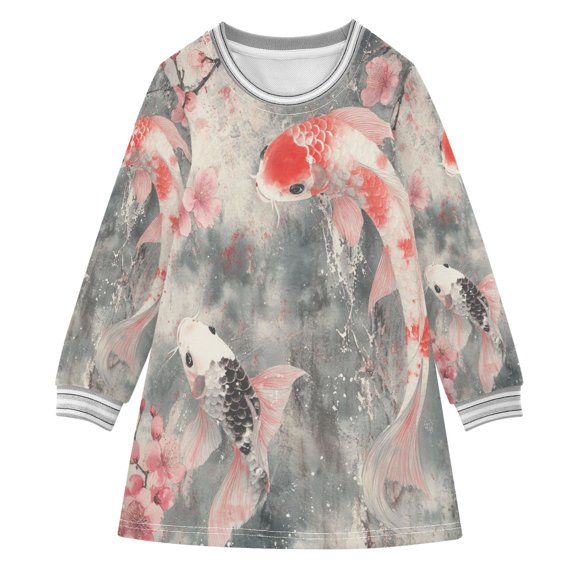 YAZAOO Little Girls Long Sleeved Hoodie A Dresses Goldfishs Classical Creative Pattern