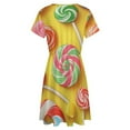 thumbnail image 5 of Candy Pattern Rainbow Lollipop Women's Dress Short Sleeve Summer Sundress Summer Women Clothes, 5 of 7