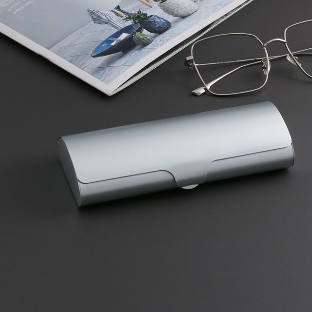 Estuche para gafas de metal ligero, pequeño y portátil, estuche para gafas de aleación de aluminio esmerilado