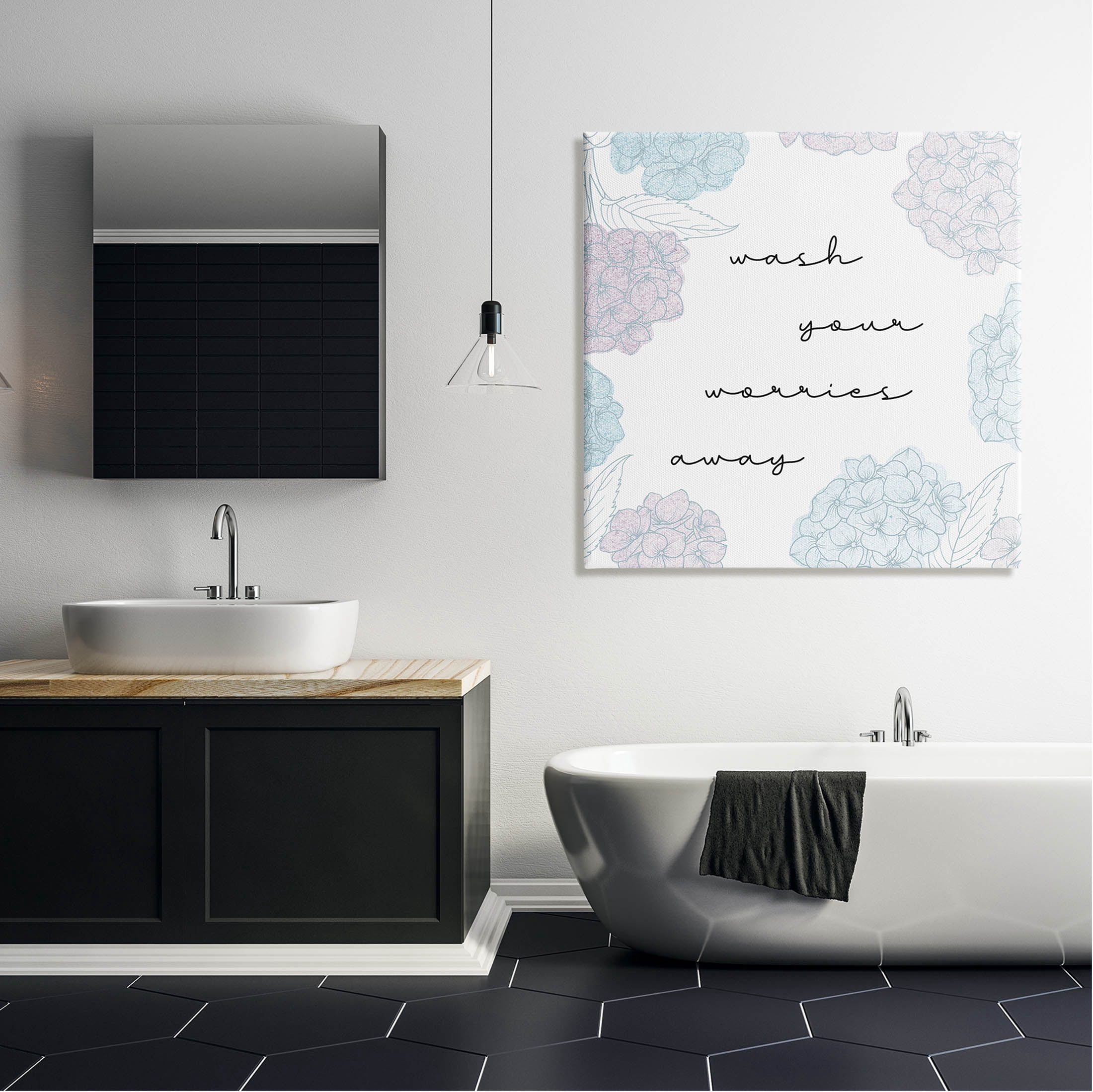 Wash Your Worries Away Delicate Florals Botanical & Floral Graphic Art Gallery Wrapped Canvas Print Wall Art