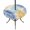 Mustard, Cerulean, Slate Blue, White, variant on Round Outdoor Tablecloth with Umbrella Hole and Zipper, Tropical Palm Leaves Tablecloth with Elastic Waterproof, Summer Botanical Boho Watercolor Patio Table Covers for 31" - 35" Picnic Pool Tables