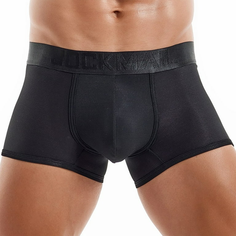 Qcmgmg Men's Underwear Stretch Low Rise Breathable Moisture-Wicking Boxer  Briefs Black XL 
