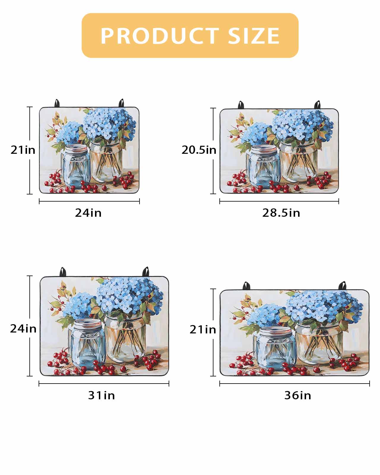 nqOlkjepod Large Induction Cooktop Protector Mat 36"x21", Flowers Fruit Stove Top Covers for Electric Stove, Blue Hydrangeas Vintage Farm Leaves Stove Burner Cover Mats, Glass Top Stove Cover