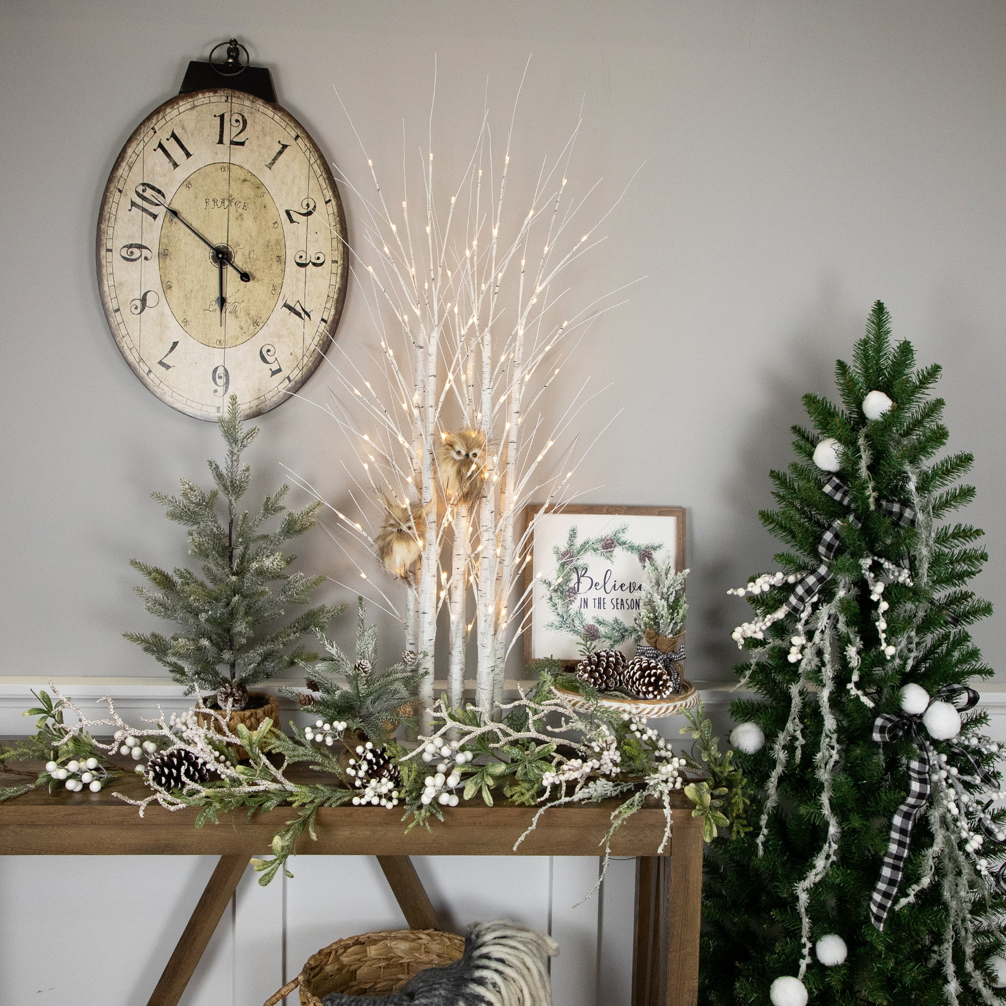 Northlight 4' LED Lighted White Birch Twig Tree Cluster Christmas Decoration