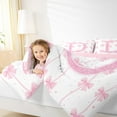 thumbnail image 4 of Manfei Monogrammed D Theme Queen Comforter Set,Ribbon Bow Tie Bedding Sets,Pink Sequin Print Bedding Comforter Set For Girl Teens,Ultra Soft Bedroom Decor Reversible,3-Piece, 4 of 8