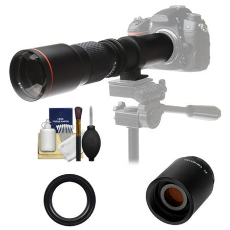 Vivitar 500mm f/8.0 Telephoto Lens with 2x Teleconverter (=1000mm) + Kit for Canon EOS 6D, 70D, 7D, 5DS, 5D Mark II III, Rebel T5, T5i, T6i, T6s, SL1