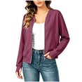 thumbnail image 2 of Women's Solid Color Zip Up Bomber Jacket Long Sleeve with Thumb Holes Pockets Casual Outerwear Purple M(M), 2 of 6