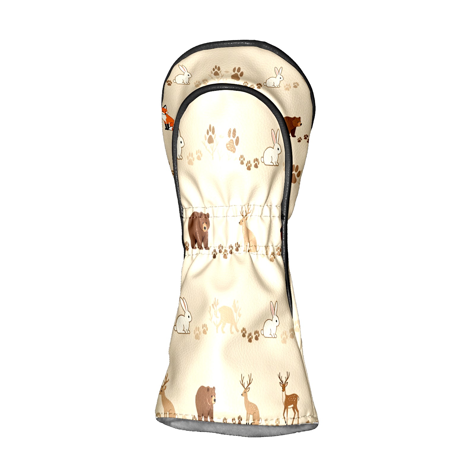 Golf Club Covers, Beige ForestAnimal Premium PU Leather Driver Hybrid Putter Head Covers with Velvet Lining, Waterproof Golf Gifts for Men Women