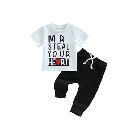 

Toddler Baby Boy Summer Clothes Short Sleeve Letter T-Shirts Tops and Long Pants 2pcs Outfits Tracksuit Set