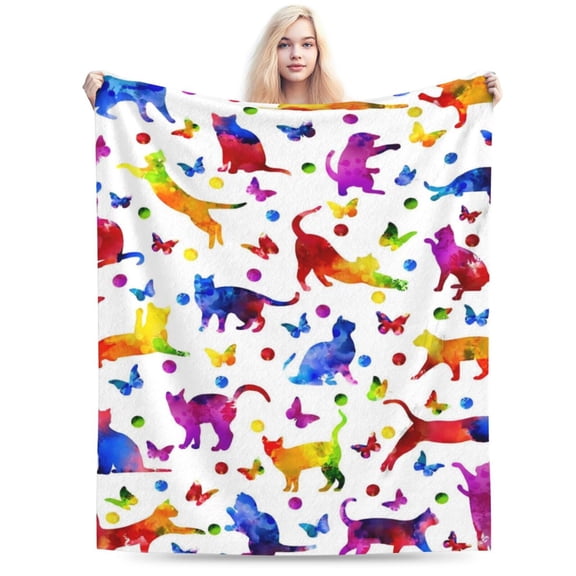 Cute Cat Blanket Super Soft Flannel Throw Blanket 50x40