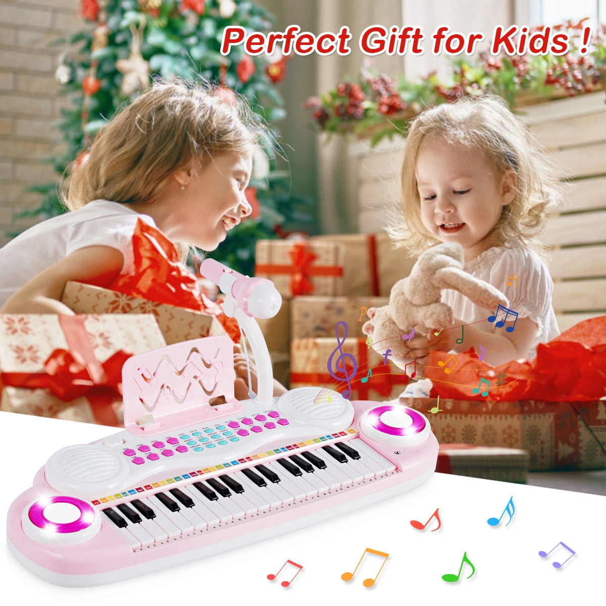Costway 37-Key Toy Keyboard Piano Electronic Musical Instrument Pink