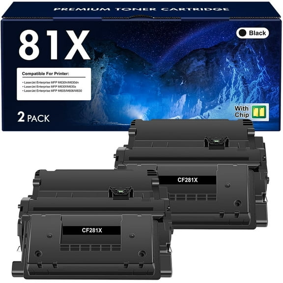 81X Toner Cartridge 2-Pack Compatible for HP 81A 81X CF281A CF281X Enterprise MFP M605 M604 Toner M604N M604DN M605N M605DN M605X M630 M606 M630h M630dn M630z Printer Ink