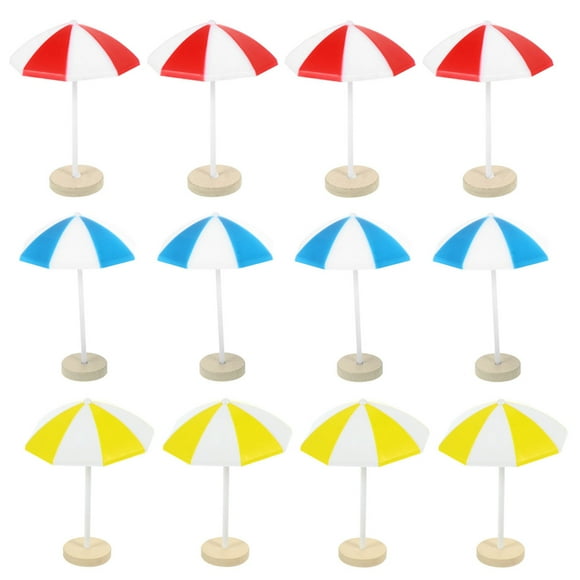 Ensemble de 12 Parasols de Plage Miniatures pour Déco en Plastique de Couleurs Assorties, Convenant aux Mini