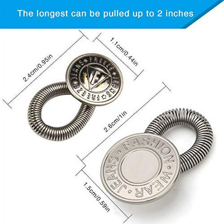 Pants Extender Button, Luxiv 6 Style Jeans Waistband Extender Button No Sew  Metal Collar Button Pregnancy Pant Extenders Elastic Spring Buttons for  Jeans, Collars, Cuffs (6 P)