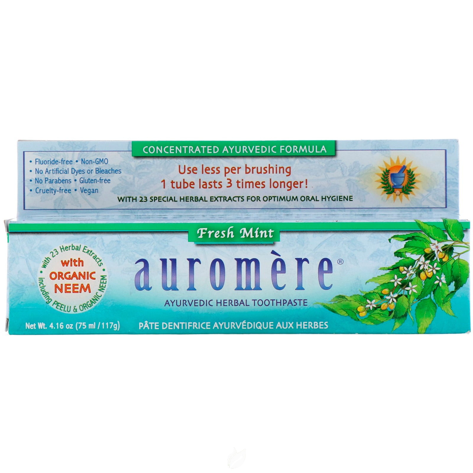 Ayurvedic Herbal Toothpaste Freshmint 4.16 Fl Oz by Auromere, Pack of 2