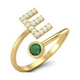 thumbnail image 2 of Capital E Initial Letter Emerald Women Adjustable Front Open Valentines Day Gifts Ring 925 Sterling Silver Gold Vermeil, 2 of 3