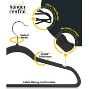 Hanger Central 50 pack 17 Inch Black Velvet Clothes Hangers with Swivel Hook