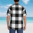 thumbnail image 3 of Lsque White And Black Plaid pattern Hawaiian Shirt for Men, Unisex Summer Beach Casual Short Sleeve Button Down Shirts-3X-Large, 3 of 9