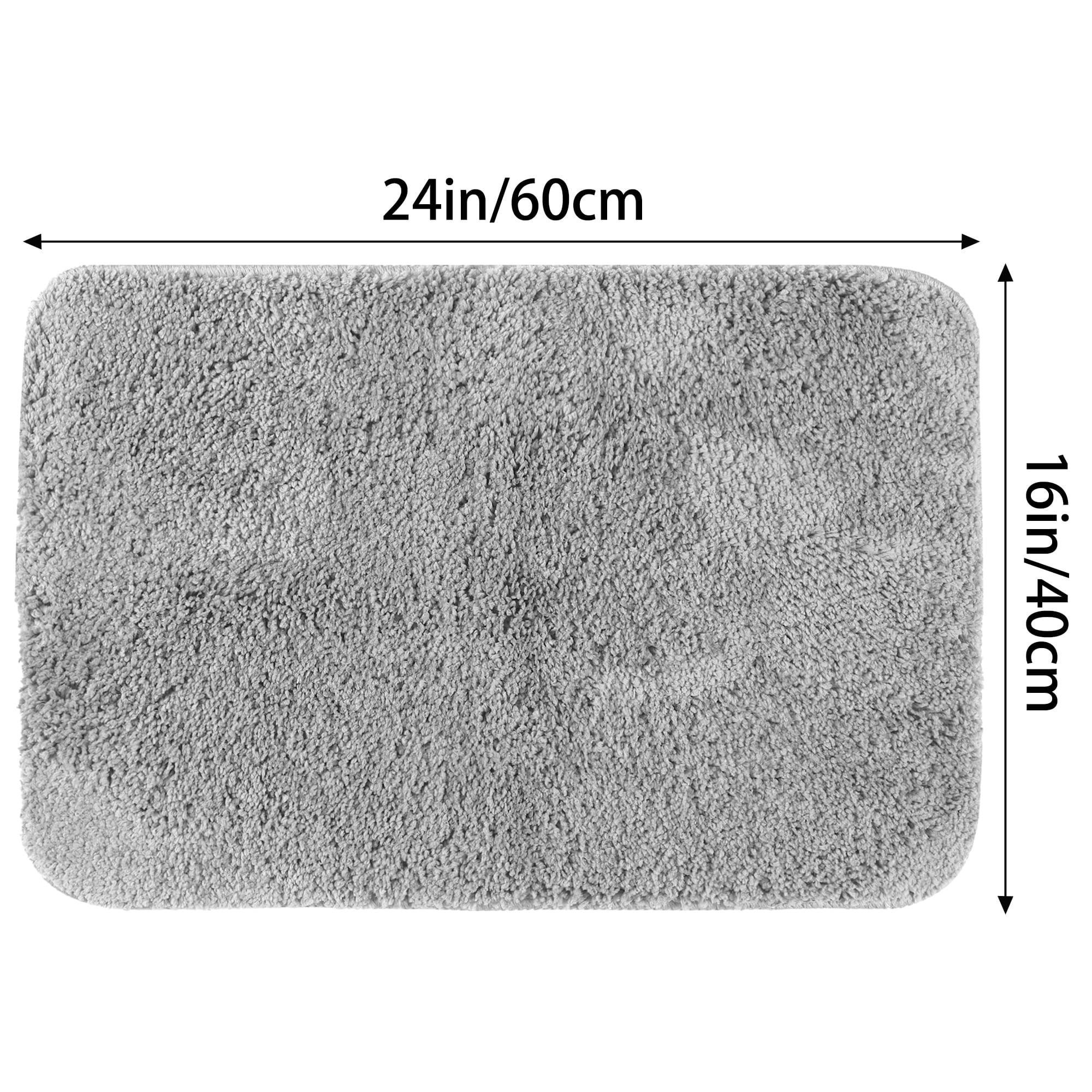 Unique Bargains 2 Pcs Non-Slip Extra Soft Plush Quick Dry Anti Skid Shaggy Bath Mats Grey 16" x 24"