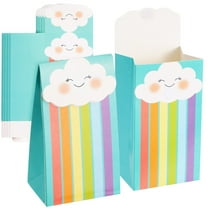 24 Pack of Rainbow Goodie Bags with Stickers for Birthday Supplies, Rainbow Party Favors, Treats, Candies, Baby Shower Decorations (Turquoise, 6.5 x 4 x 3 Inches)