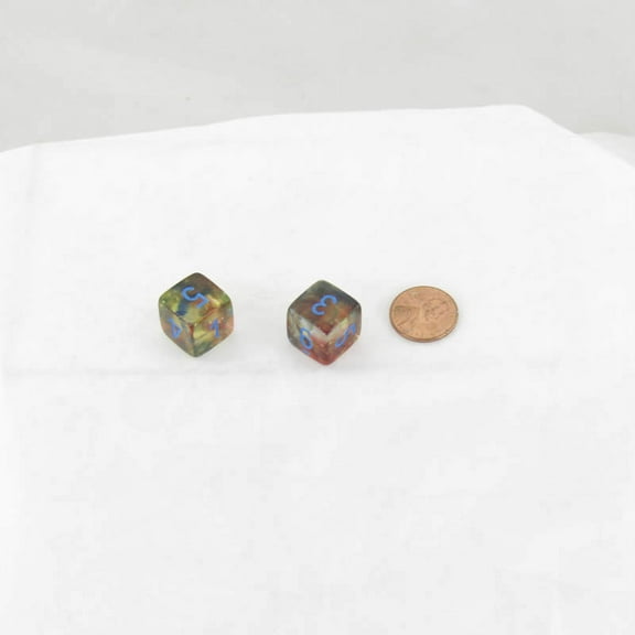 Primary Nebula Luminary Dice with Blue Numbers 16mm (5/8in) D6 Set of 2 Wondertrail