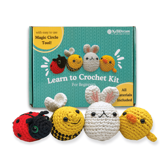 Crochet Kit for Beginners; Learn to Crochet Kit w Magic Circle Tool, Full Video Tutorials & Pattern Card, Adult Crafts, Craft Kits for Adults, Beginner Crochet Kits for Adults, Crochet Animal Kit