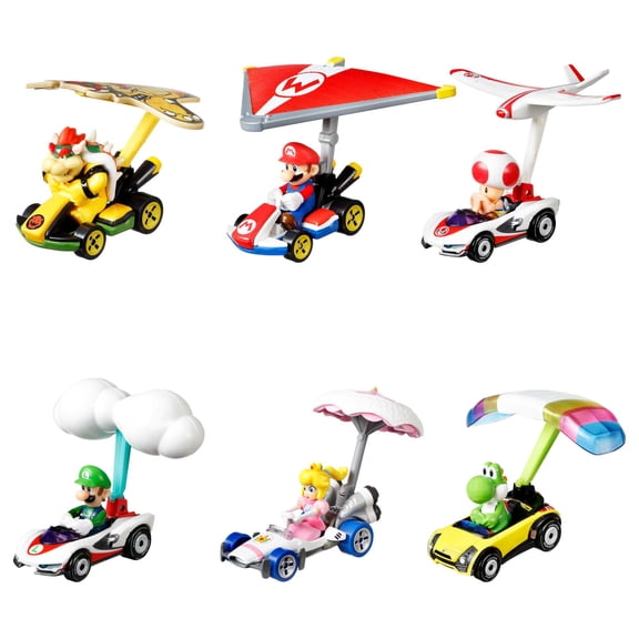 Hot Wheels Mario Kart Gliders, 1:64 Scale Die-Cast Character Toy Car (1 Vehicle, Styles May Vary)