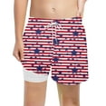 thumbnail image 4 of Mrzhqd Boys Swim Trunks With Compression Liner Size 10-12 Years Boys Swimsuits Independence Day Star Stripe Print Boys Stretch Swim Shorts Swimwear Red, 4 of 4