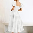 thumbnail image 4 of WILLBEST Robes d'Été Décontractées pour Femmes Robe Décontractée Tendance Épaules Dénudées Manches à Volants Idéale pour Activités Extérieures et Fêtes, 4 of 6