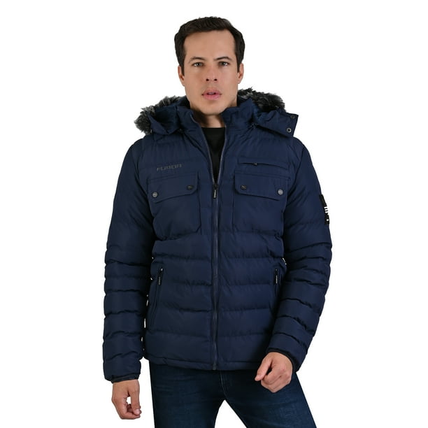 CHAMARRA PARA CABALLERO CON GORRO DE PELUCHE MARCA FUROR 100