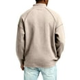 thumbnail image 5 of Qwertyu Long Sleeve Waffle Shirts for Men Mokaloha Knit Textured Golf Sweatshirts Lightweight Plain Basic Workout Polo Shirts Khaki 4XL, 5 of 6