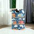 thumbnail image 6 of Yayeee Freestanding Laundry Hamper with Handle Collapsible Large Storage Basket for Clothes, Blue Cute Train Pattern, 6 of 7