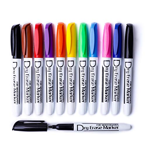 Dry Erase Markers Low Odor Fine Whiteboard Markers Thin Box of 12, 10