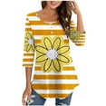 thumbnail image 1 of Birdeem Blouse for Women Womens Round Neck 3/4 Sleeve Button Up Top, 1 of 9
