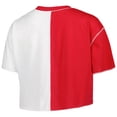 thumbnail image 3 of Women's ZooZatz Scarlet/White Ohio State Buckeyes Colorblock Cropped T-Shirt, 3 of 3