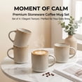 thumbnail image 5 of Onader 4-Pieces Coffee Mugs Set, Water Cups with Large Handle, 12 oz Ceramic Mugs Suitable for Tea Milk Latte, Stain-Resistant & Microwave Safe, Beige, 5 of 8