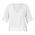 thumbnail image 6 of Fesfesfes Mama Tshirt Women's Short Sleeves Casual Tops V- Neck Solid Color Blouse T-shirt Womens Fashion M(US:6), 6 of 9