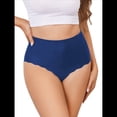 thumbnail image 1 of Bragas Invisibles de Cintura Alta para Mujer, Sin Etiqueta, con Borde Ondulado y Cobertura Total. Azul Oscuro XL, 1 of 10