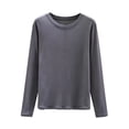 thumbnail image 2 of Trikvn Women's Long Sleeve T-Shirts Basic Crewneck Slim Fit Tops Casual Solid Undershirts Flattering Lightweight Spring Fall Everyday Wear Workout Layering Shirts, 2 of 5