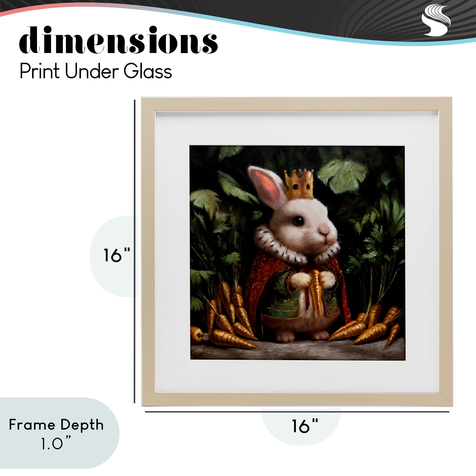 Stupell Industries Carrot Gold Royal Rabbit Birch Framed Print Under Glass, design by Lucia Heffernan