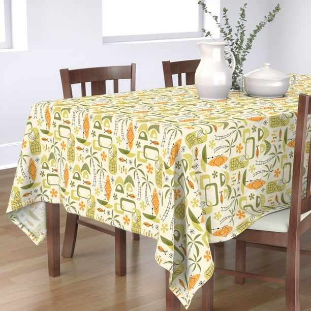 Tablecloth Hawaiian Village Summer Beach Tiki Hawaii Palm Cotton Sateen Walmart Com Walmart Com