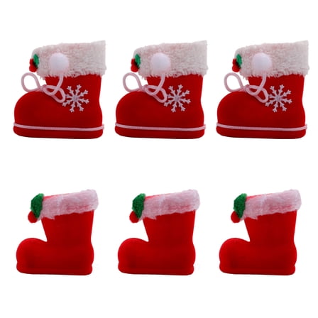 Soimiss 6pcs Holiday Boxes Red Fabric Storage Container Boot Shaped for Children