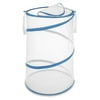Whitmor Zippered Collapsible Laundry Hamper, Blue and White